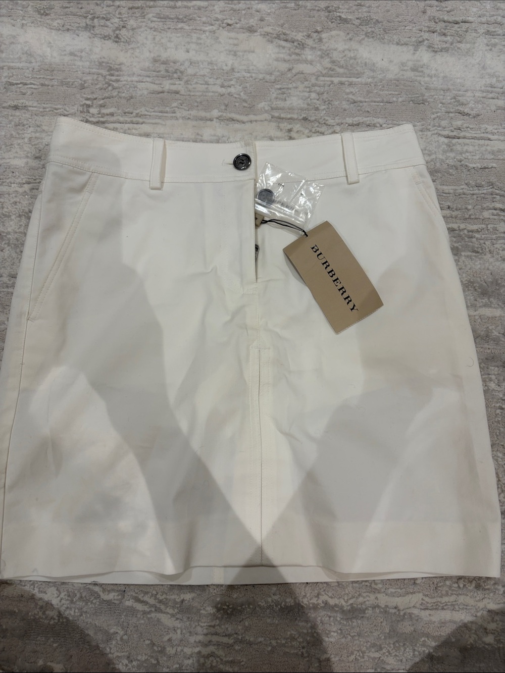 Burberry Cream A-Line Mini Skirt